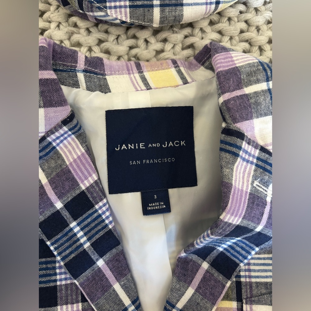 Janie and Jack Plaid Blazer and Hat Set in Purple and Yellow - Picture 2 of 4